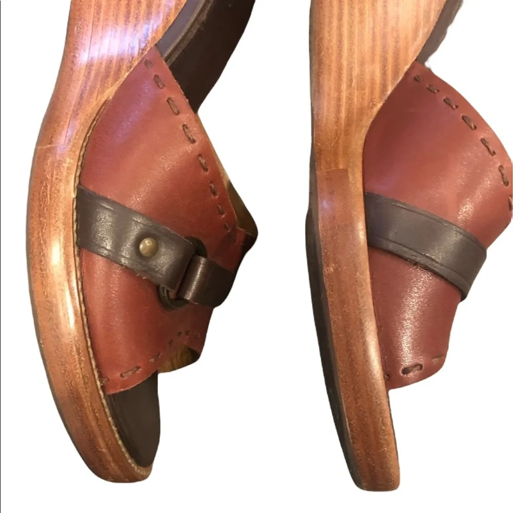 H.S.Trask & Co Brown Two Tone Wedge Sandal Size 10